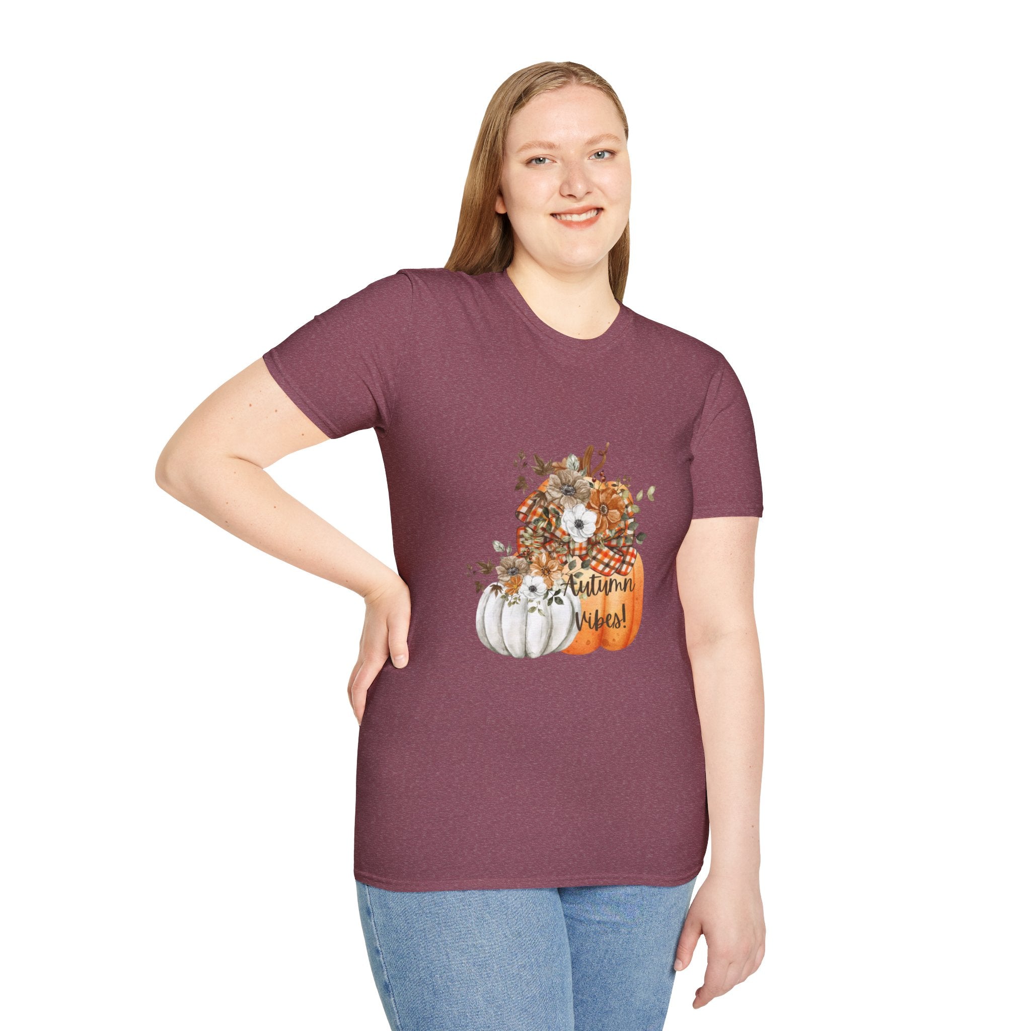 Autumn Vibes Pumpkins with Fall Flowers T-Shirt