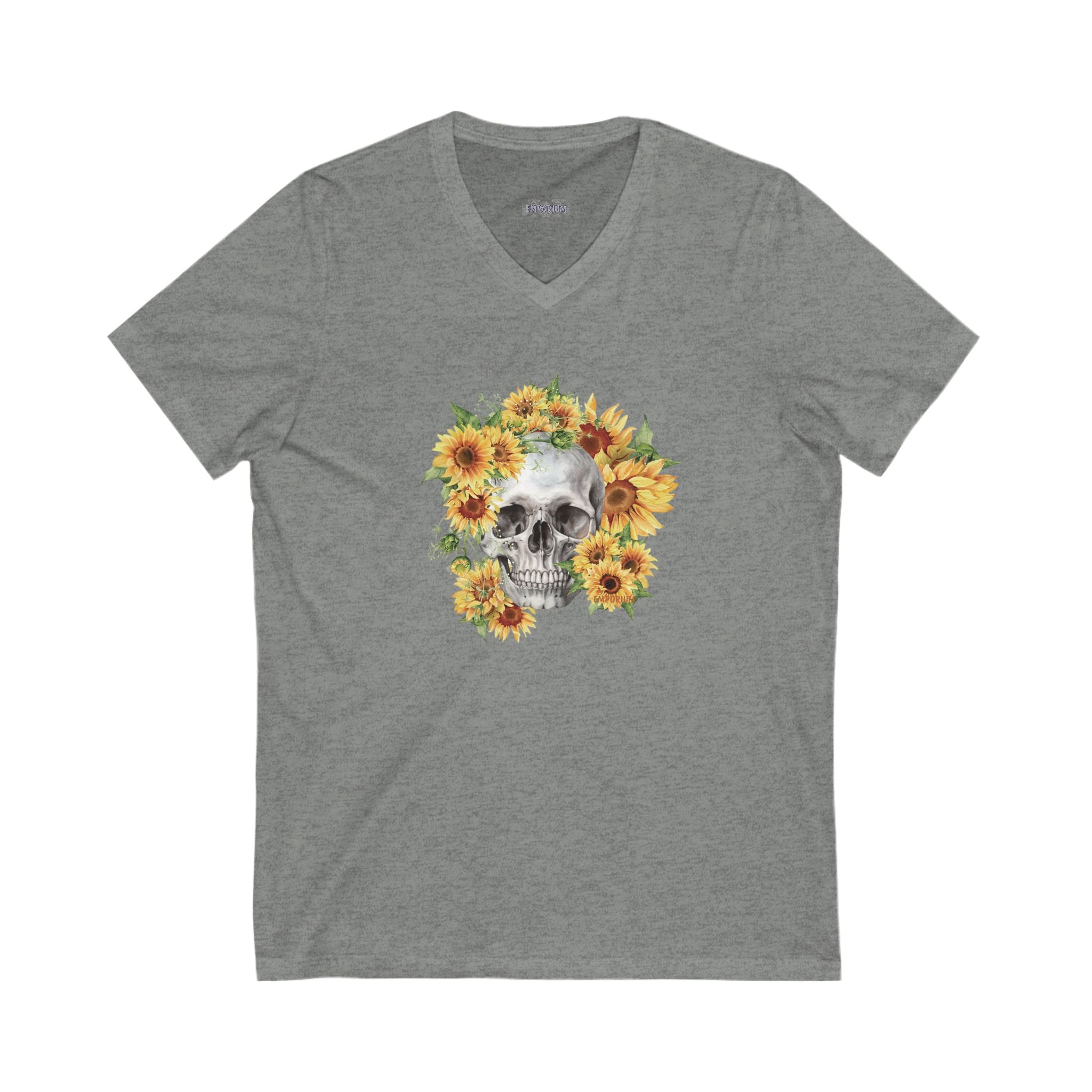 Sunflower Skull V-Neck Tee