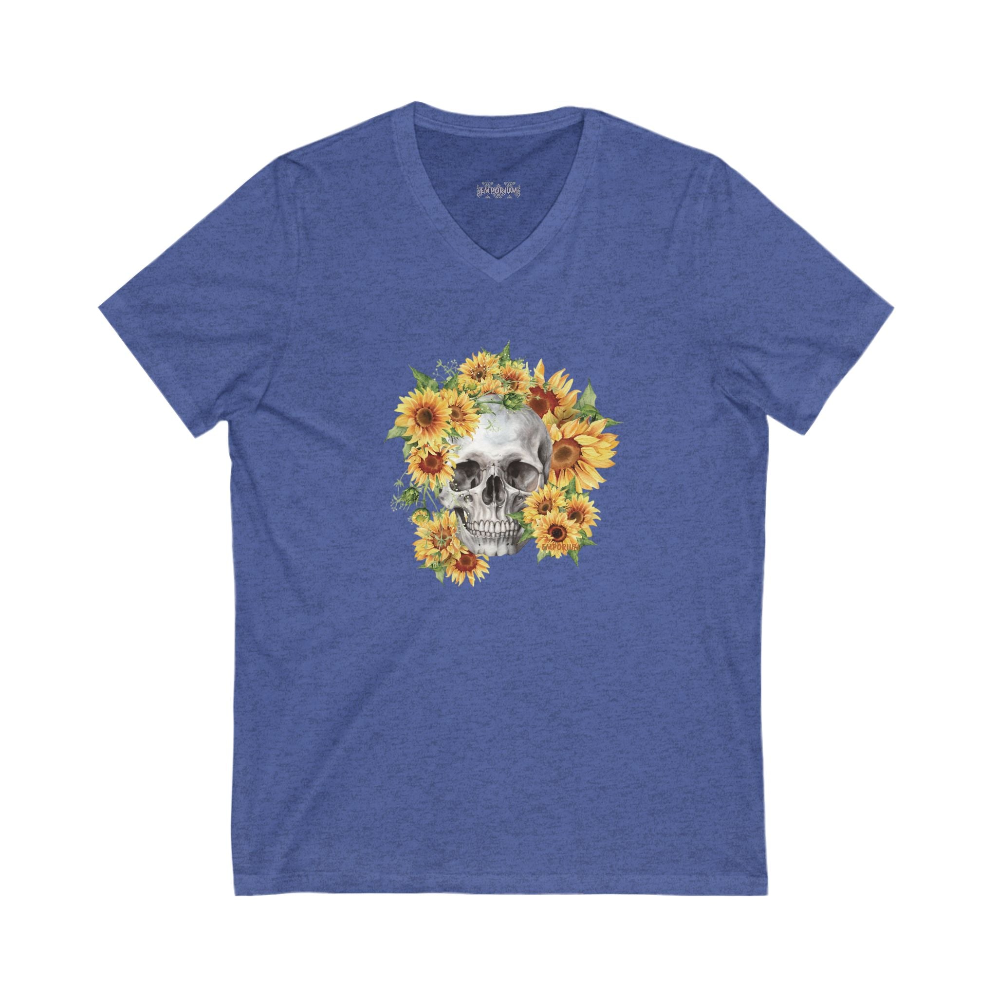 Sunflower Skull V-Neck Tee