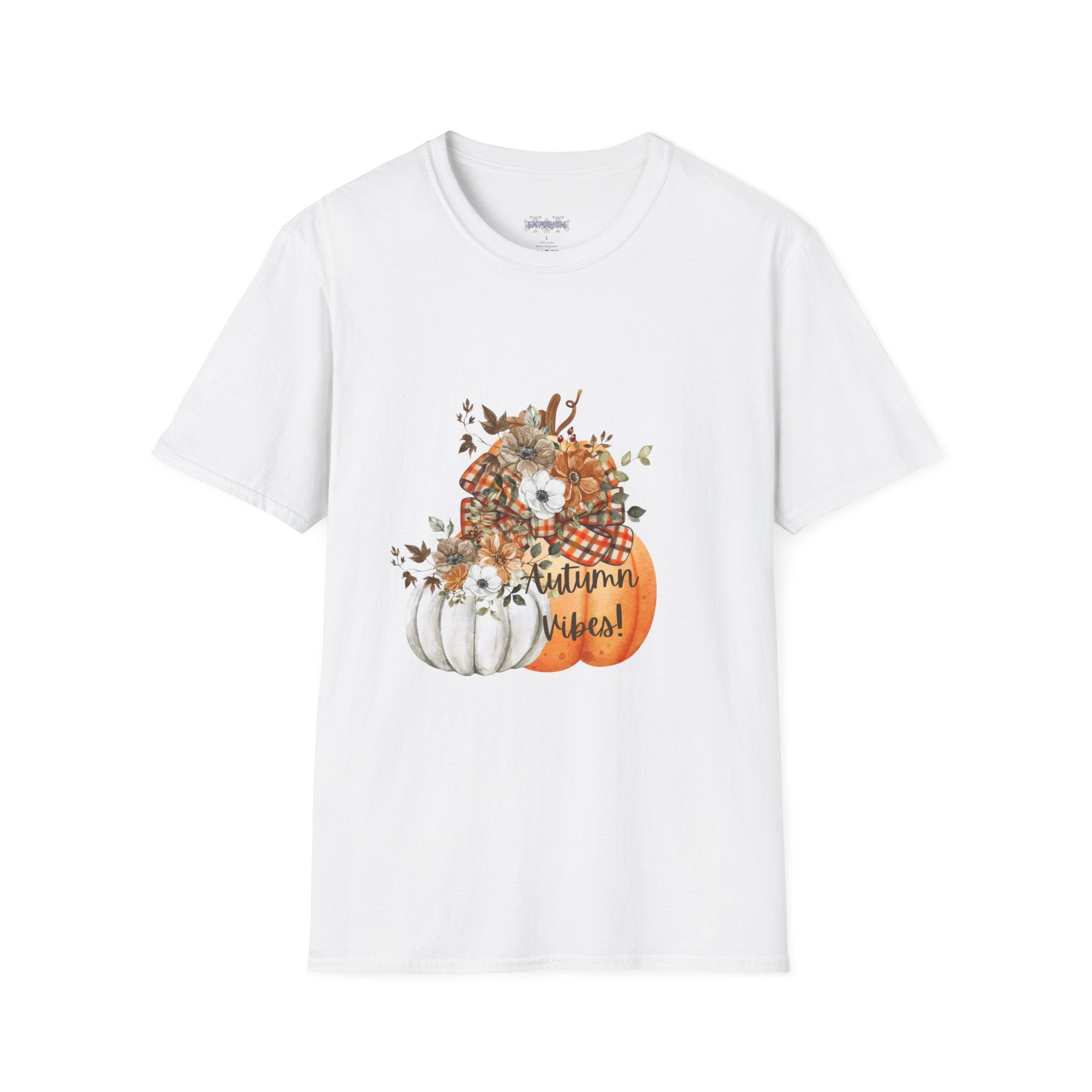 Autumn Vibes Pumpkins with Fall Flowers T-Shirt