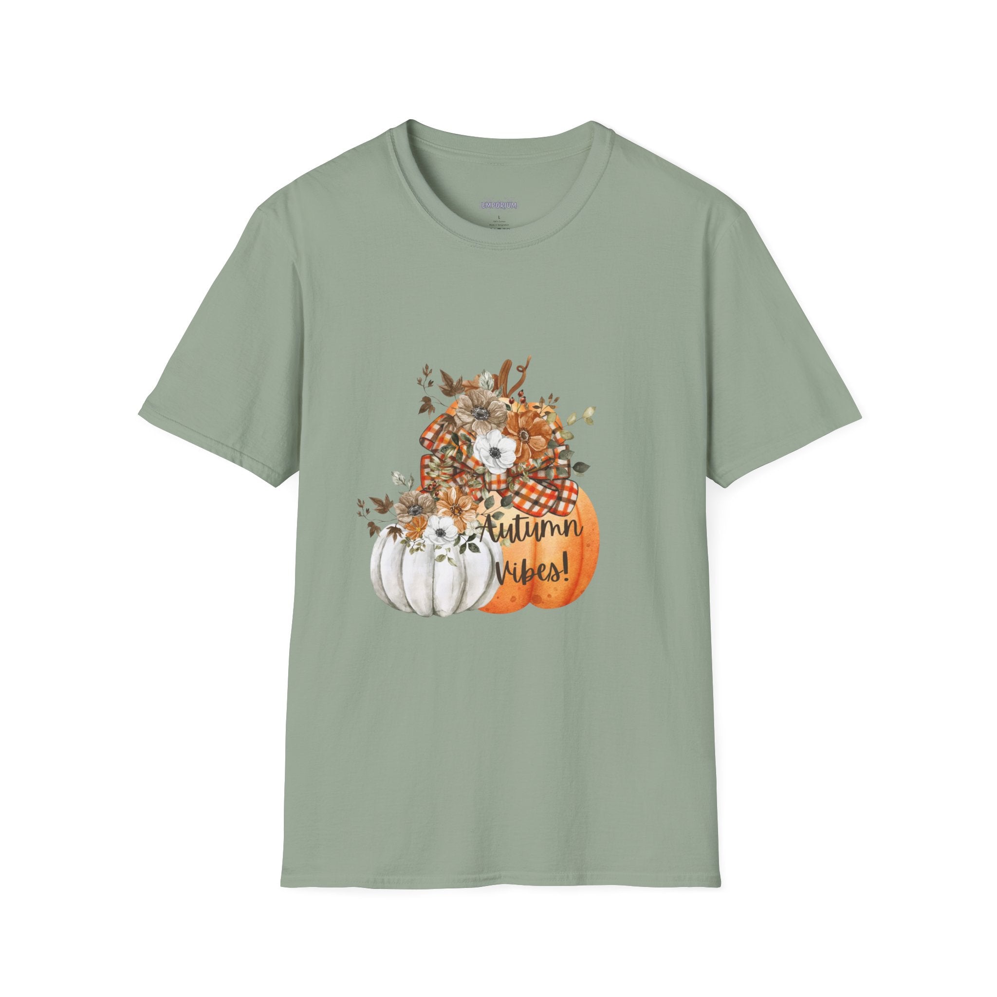 Autumn Vibes Pumpkins with Fall Flowers T-Shirt