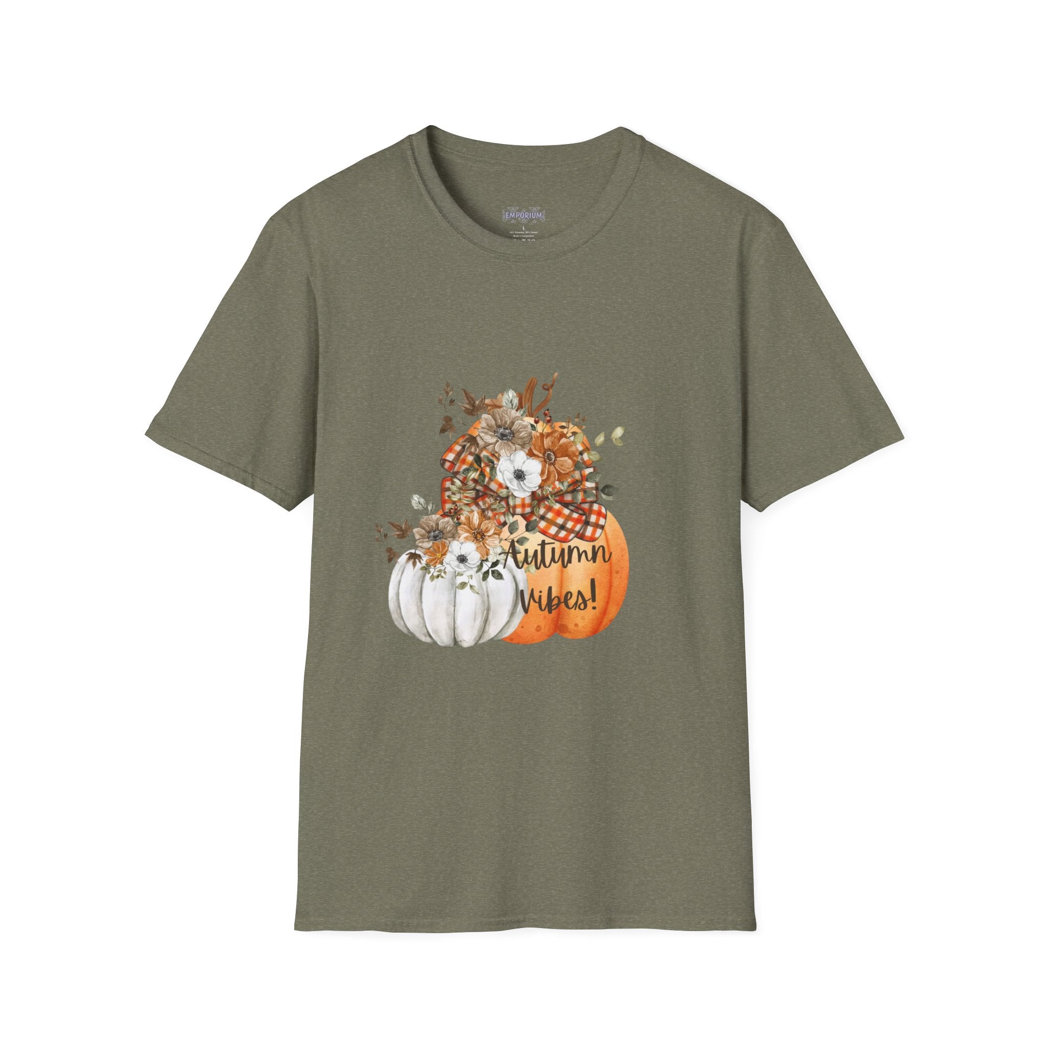 Autumn Vibes Pumpkins with Fall Flowers T-Shirt