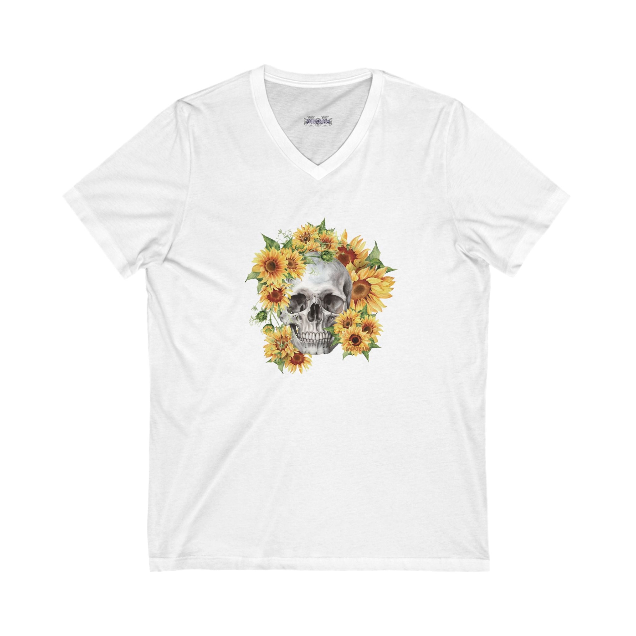 Sunflower Skull V-Neck Tee