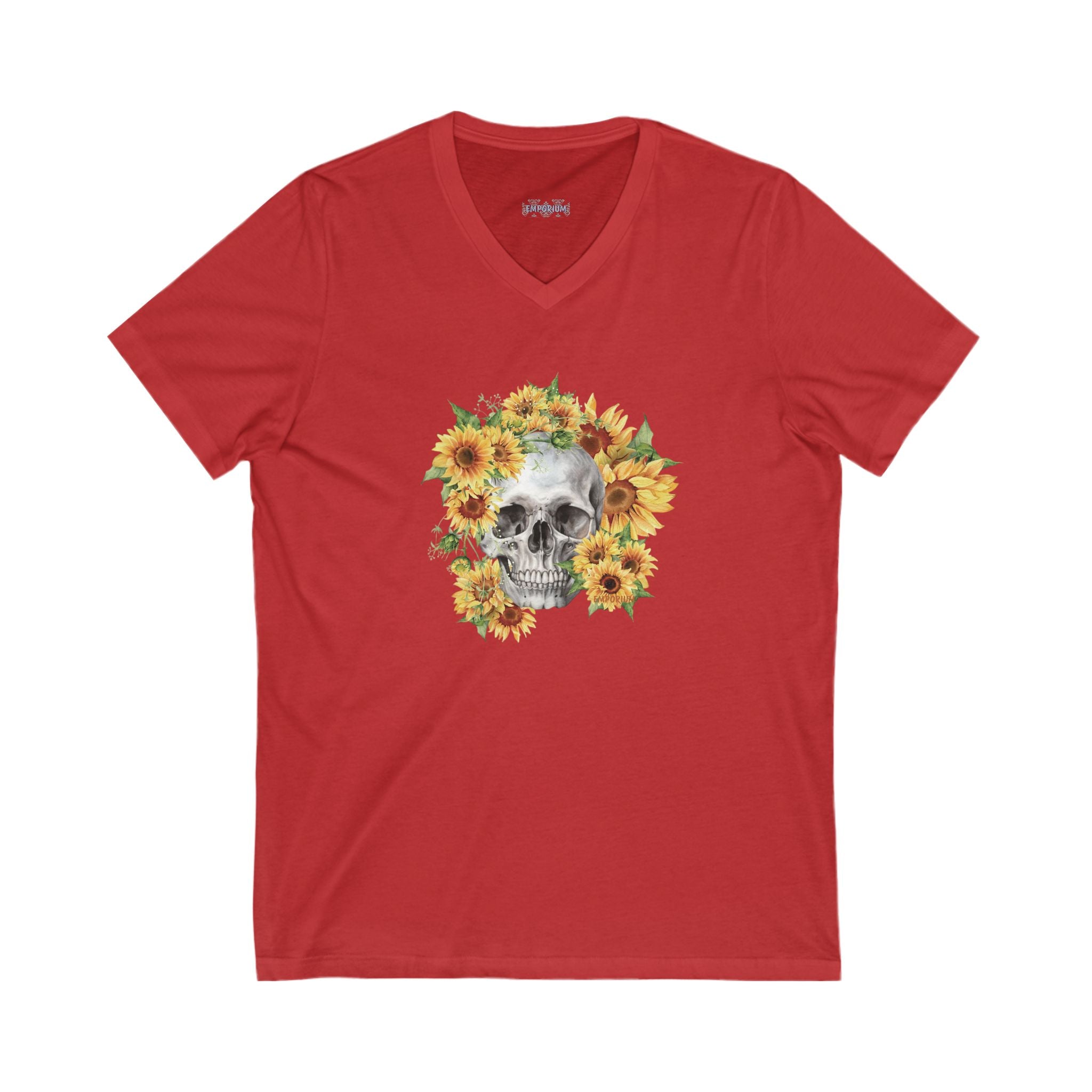 Sunflower Skull V-Neck Tee
