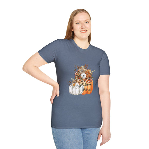 Autumn Vibes Pumpkins with Fall Flowers T-Shirt