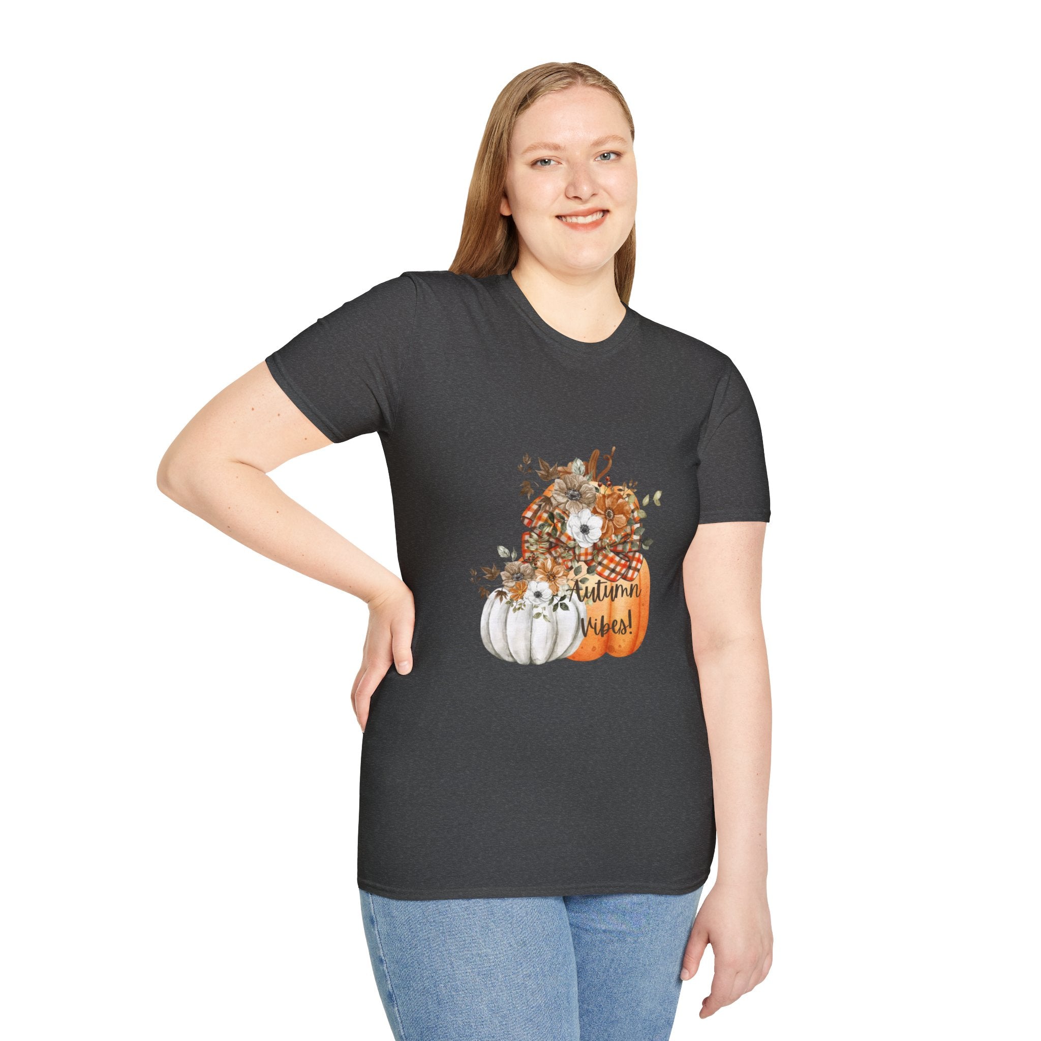 Autumn Vibes Pumpkins with Fall Flowers T-Shirt