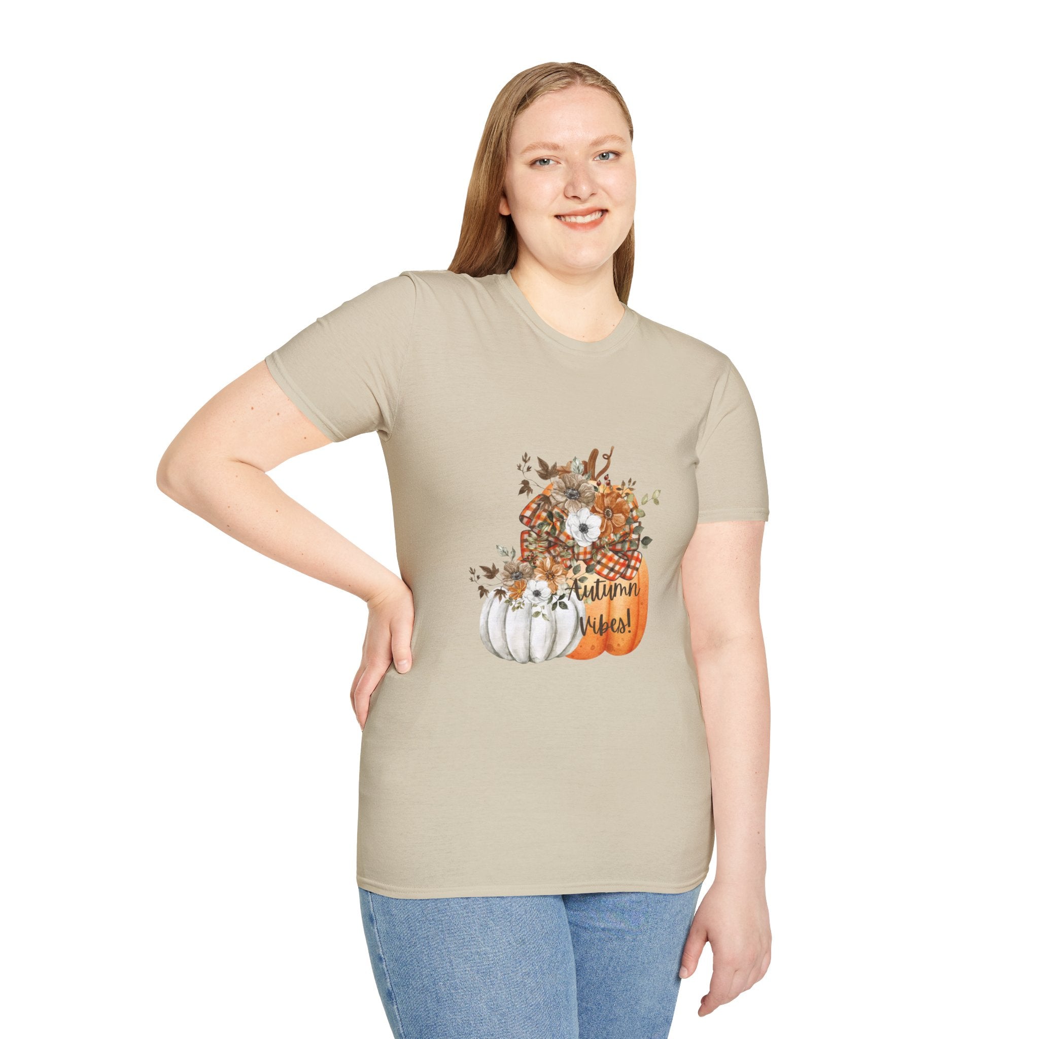 Autumn Vibes Pumpkins with Fall Flowers T-Shirt